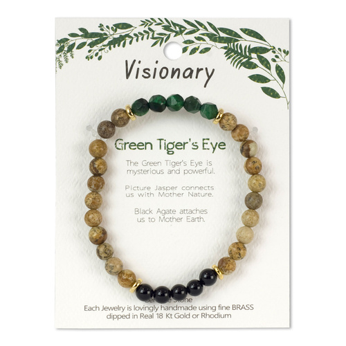 Beautiful Wellness Bracelet Picture Jasper Stone With Visionary Green Tigers Eye