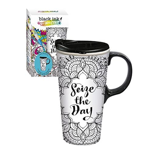 Ceramic Travel Mug Seize The Day - Colour your own Mug Kit