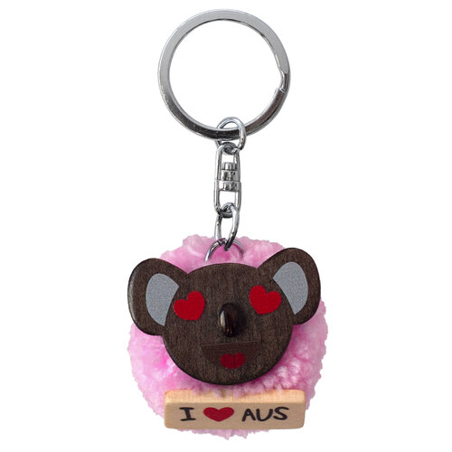 Beautifully Crafted Keyring Koala Pink Pompom Love