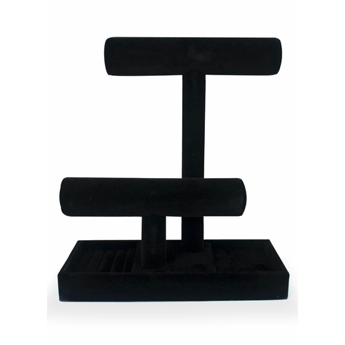 Jewellery Stand 2 Tier Black Felt Tall Holder shop display great Organizer for Necklaces in the Cupboard