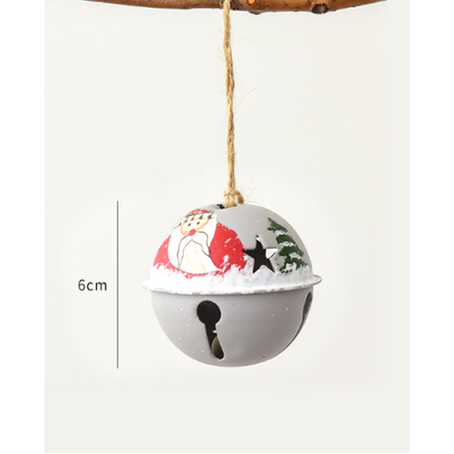 Christmas Nordic Bell of the Season Grey Santa hanging ornament