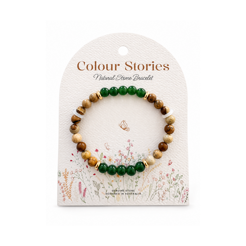 Colour stories beaded bracelet green jasper