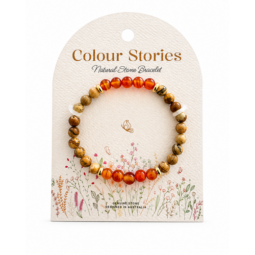 Colour stories beaded bracelet orange agate