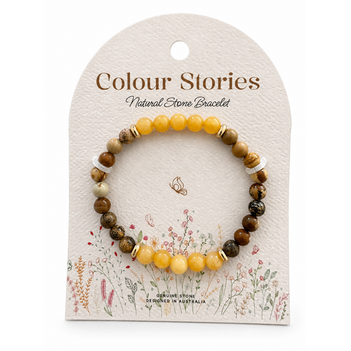 Colour stories beaded bracelet yellow jade