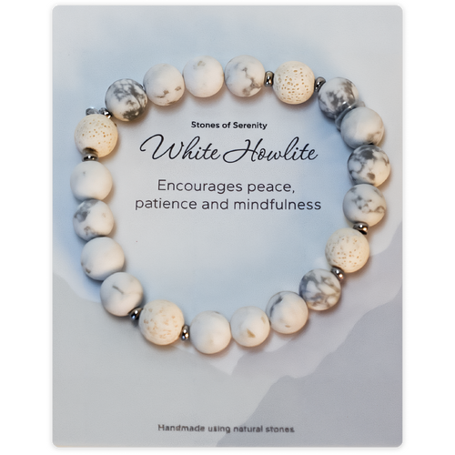 Stones of Serenity White Howlite Natural Stone Bracelet 