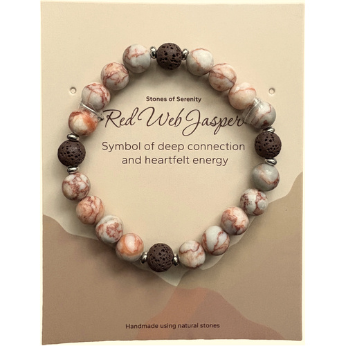 Stones of Serenity Red Web Jasper Natural Stone Bracelet 