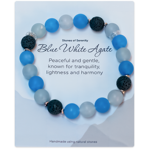 Stones of Serenity Blue White Agate Natural Stone Bracelet 