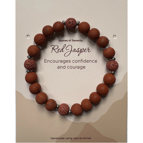 Stones of Serenity Red Jasper Natural Stone Bracelet 