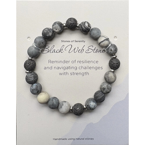 Stones of Serenity Black web stone Natural Stone Bracelet 