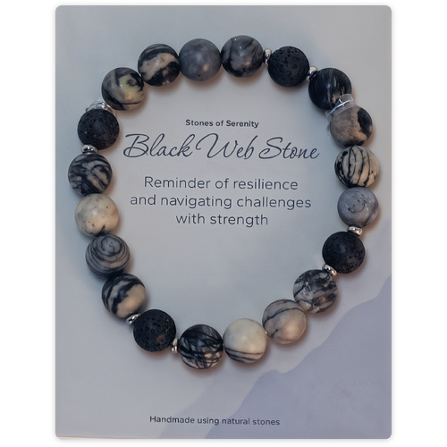 Stones of Serenity Black web stone Natural Stone Bracelet 
