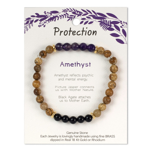 Beautiful Wellness Bracelet Picture Jasper Stone & Protection Amethyst