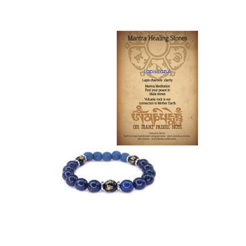 Bracelet Lapis Mantra Healing Natural Stone