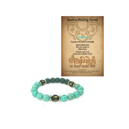 Bracelet Turquoise Mantra Healing Natural Stone