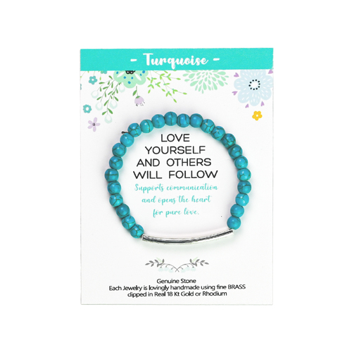 Gemstone Inspirational Bar Bracelet Love yourself and others will follow
