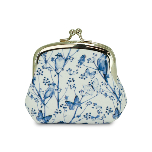 Beautiful Cloth Covered and Lined Coin Purse Blue Dusk