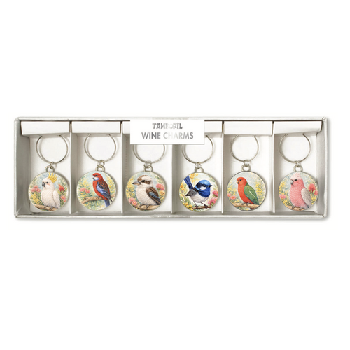 Wine charm Native birds set of 6