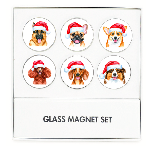 Dogs of Christmas Fridge Magnet set of 6