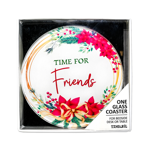 Glass Coaster Time for Christmas Spirit Friends | Great Unique Gift Idea
