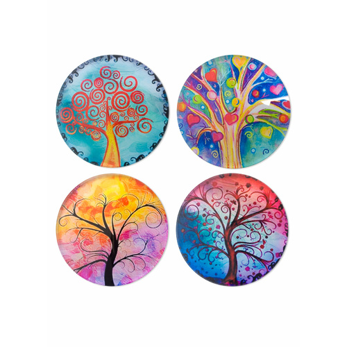 Beautifully Bright Glass Coaster Set Of 4x Designs Tree Of Life