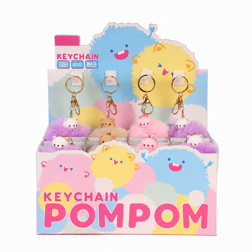 BEAR AND RABBIT POM POM BAG CHARM KEYCHAIN