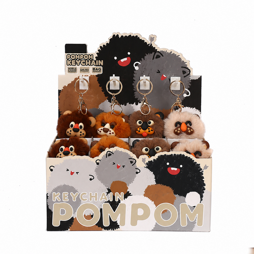 LION POM POM BAG CHARM KEYCHAIN 24 pce CDU