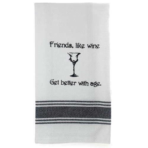 Cotton Funny Sentimental Tea Towel Friends Like Wine|Perfect funny Gift for a laugh|Cotton Screen Printed