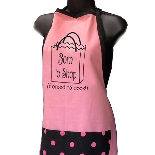Apron Born To Shop Forced To Cook|Perfect funny Gift for a laugh|Cotton Screen Printed