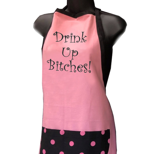 Apron Drink Up Bitches|Perfect funny Gift for a laugh|Cotton Screen Printed