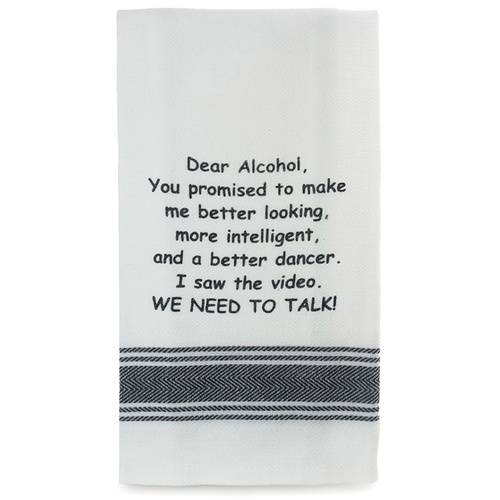 Cotton Funny Sentimental Tea Towel Dear Alcohol