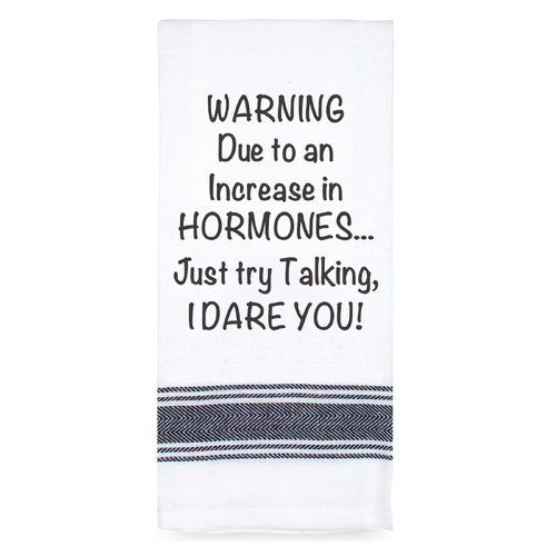 Teatowel Increased Hormones |Perfect funny Gift for a laugh|Cotton Screen Printed