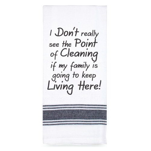 Teatowel Family is still living here |Perfect funny Gift for a laugh|Cotton Screen Printed