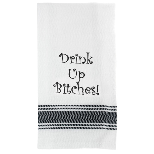 Cotton Funny Sentimental Tea Towel Drink Up Bitches