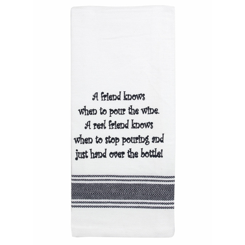 Cotton Funny Sentimental Tea Towel Pour The Wine