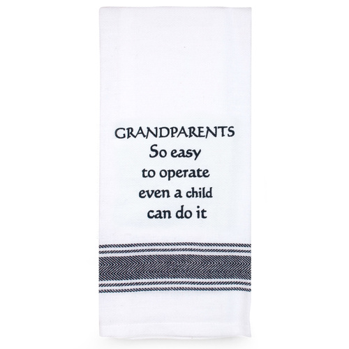Cotton Funny Sentimental Tea Towel Grandparents So Easy To Operate