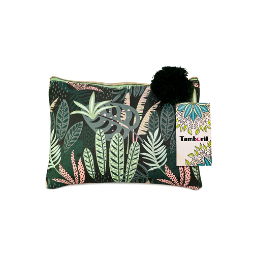 Quality Travel Cosmetic Bag Fern with Green Pom Pom