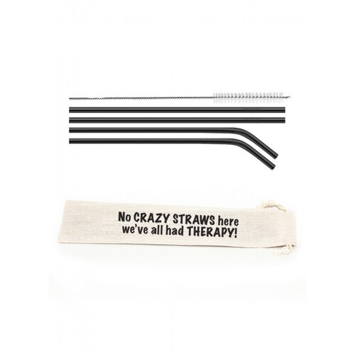 Limited Stk Sale- Straw Set Stainless Steel No Crazy Straws Here|Perfect Gift|Cotton Screen Printed Bag