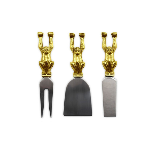 Monkey Cheese Knife Matt Gold Spreader Set Boxed|Beautifully Gift Boxed|Great gift Or Table Decoration