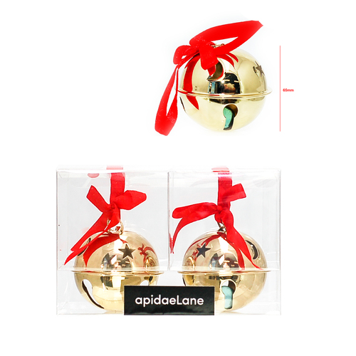 SALE-Christmas festive bell medium gold Set of 2 | Beautifully Gift Boxed | Great gift idea