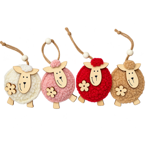 Christmas hanging decoration Flat sheep assorted