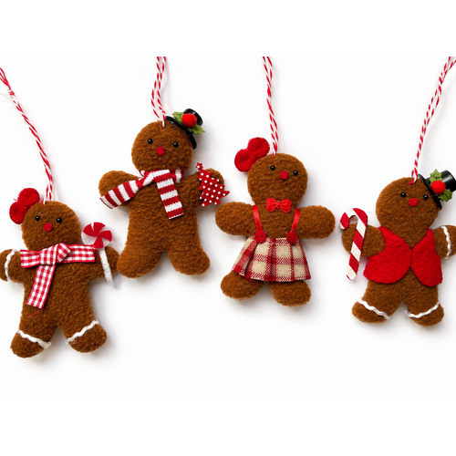 Christmas hanging decoration boucle gingerbread suit assorted