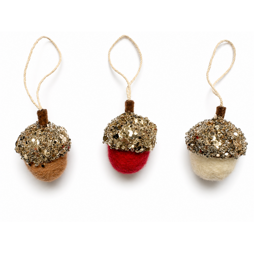 Christmas hanging decoration sparkle acorn assorted