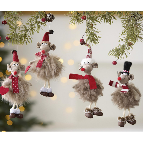 Christmas hanging decoration mouse assorted