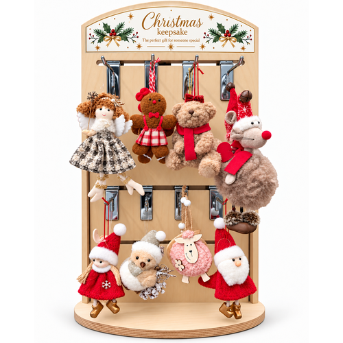 Plush Christmas ornament stand assorted 52pce with free spinner