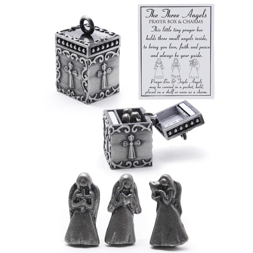 Prayer Angel Box Trinket with charms - Three Angels