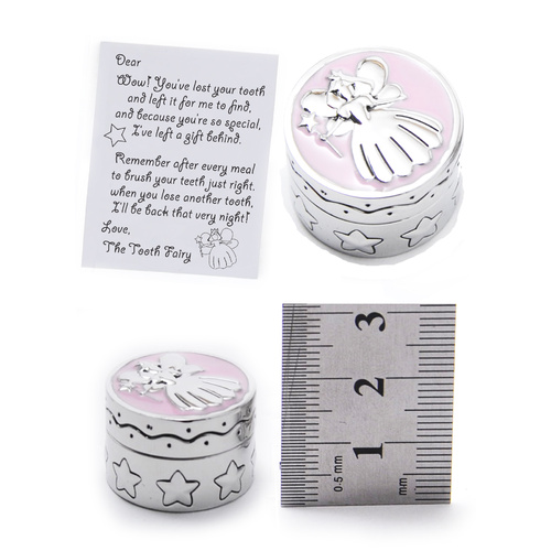 Metal Tooth Fairy Box Pink keepsake baby gift
