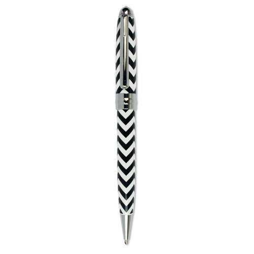Metal refillable Quality Pen Chevron Black & White