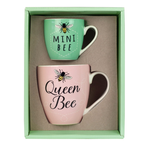 Queen Bee Mini Bee Twin Cup Gift Set Beautifuly Boxed | Perfect Gift for Mum or Nan Mothersday | First Mum baby or wife