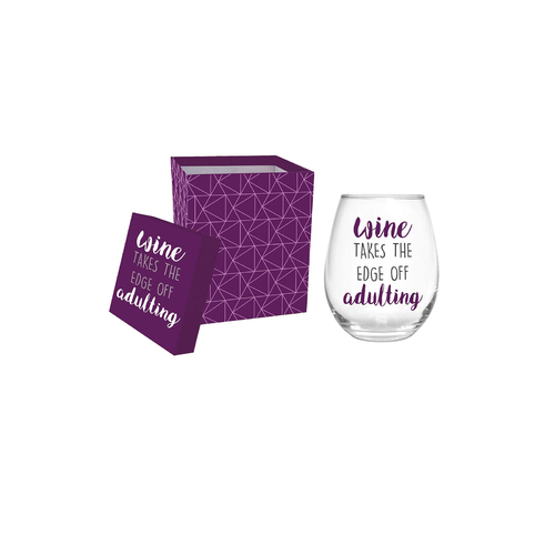 Stemless Wine Glass Takes The Edge Of Adulting Gift Boxed great gift for Mum or Friends