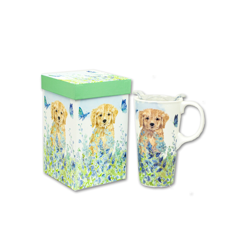 Travel Cup Puppies In The Field Matching Gift Box
