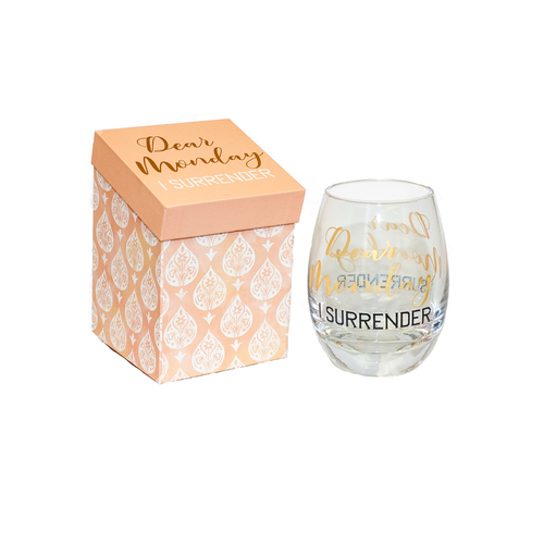 Funny Stemless Wine Glass Dear Monday Gift Boxed